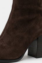 Women's Suede Pointed Toe Knee High Boots with Block Heel