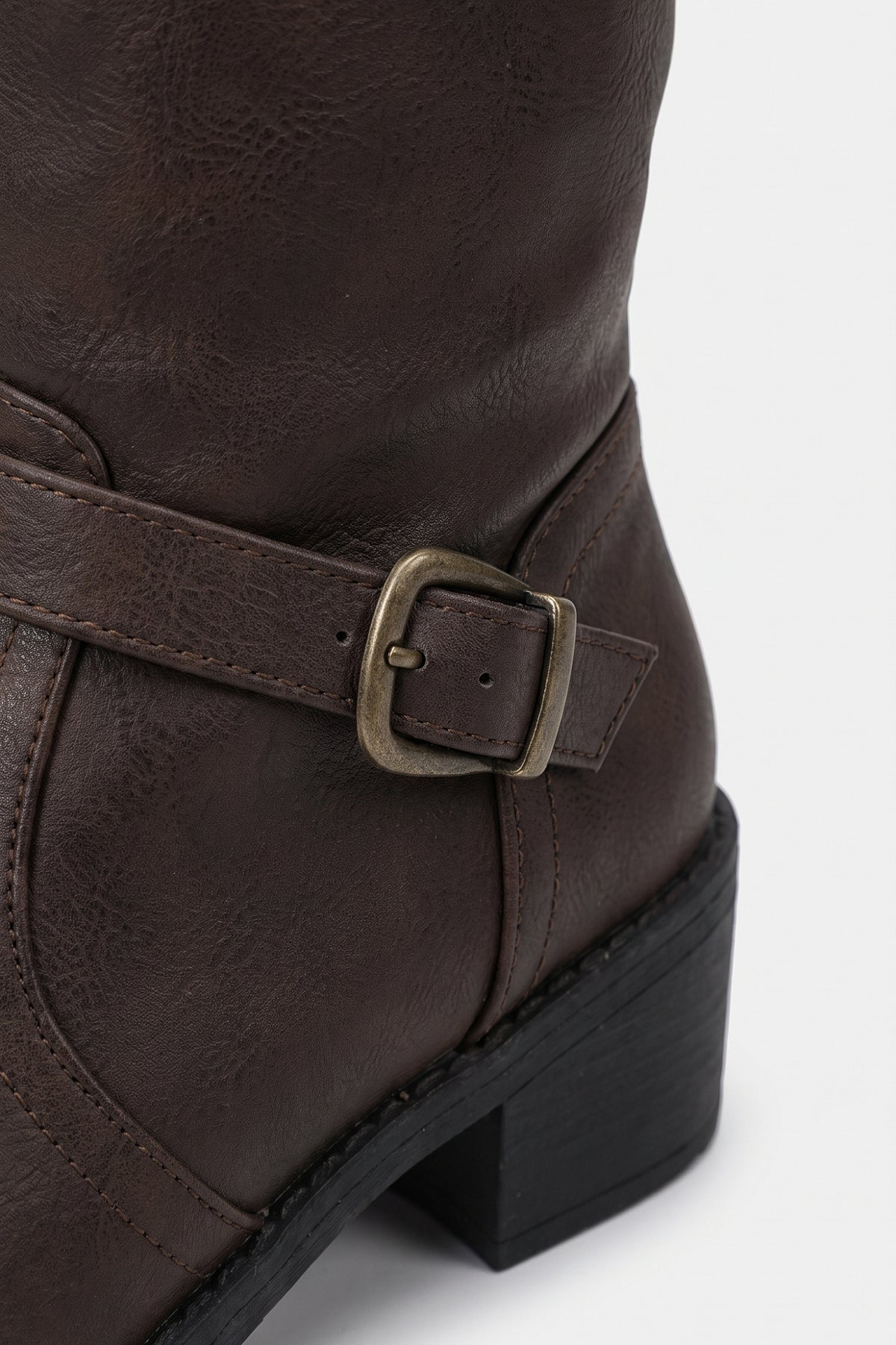 Women’s Winter Easy Wear Leather Knee High Boots with Buckle Detail