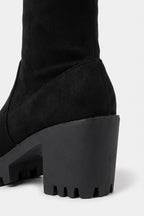 Women’s Winter Chunky Suede Knee High Boots with Drawstring