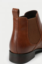 Men’s Comfortable Leather Chelsea Boots Rounded Toe Low Heel