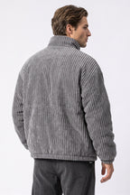 Men's Winter Warm Corduroy Padded Jacket with High Collar