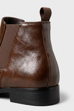 Men’s Easy Wear Glossy Leather Chelsea Boots with Low Heel