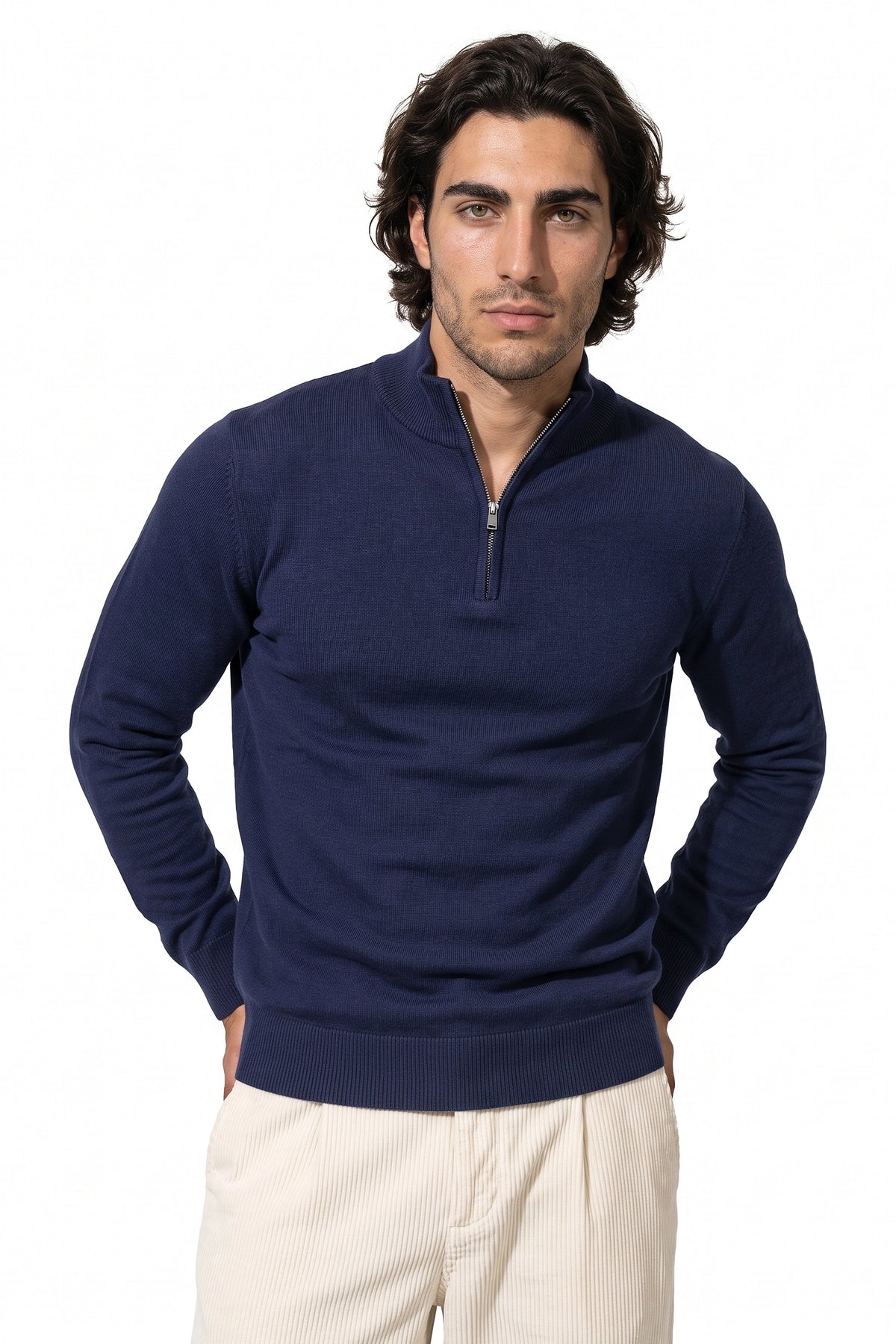 Men's Winter Comfortable Fine Knit Quarter Zip Jumper