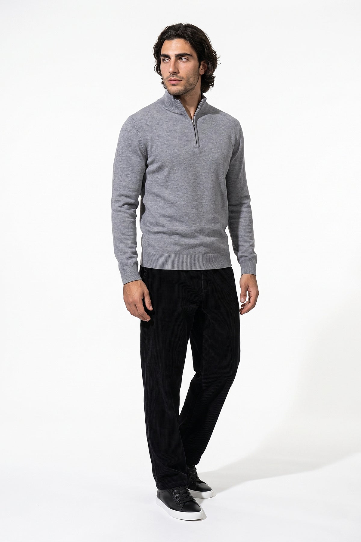 Men's Winter Comfortable Fine Knit Quarter Zip Jumper