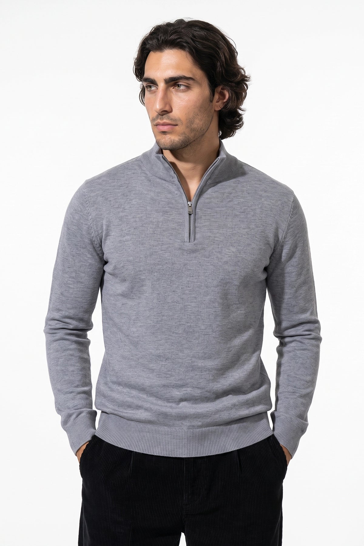Men's Winter Comfortable Fine Knit Quarter Zip Jumper