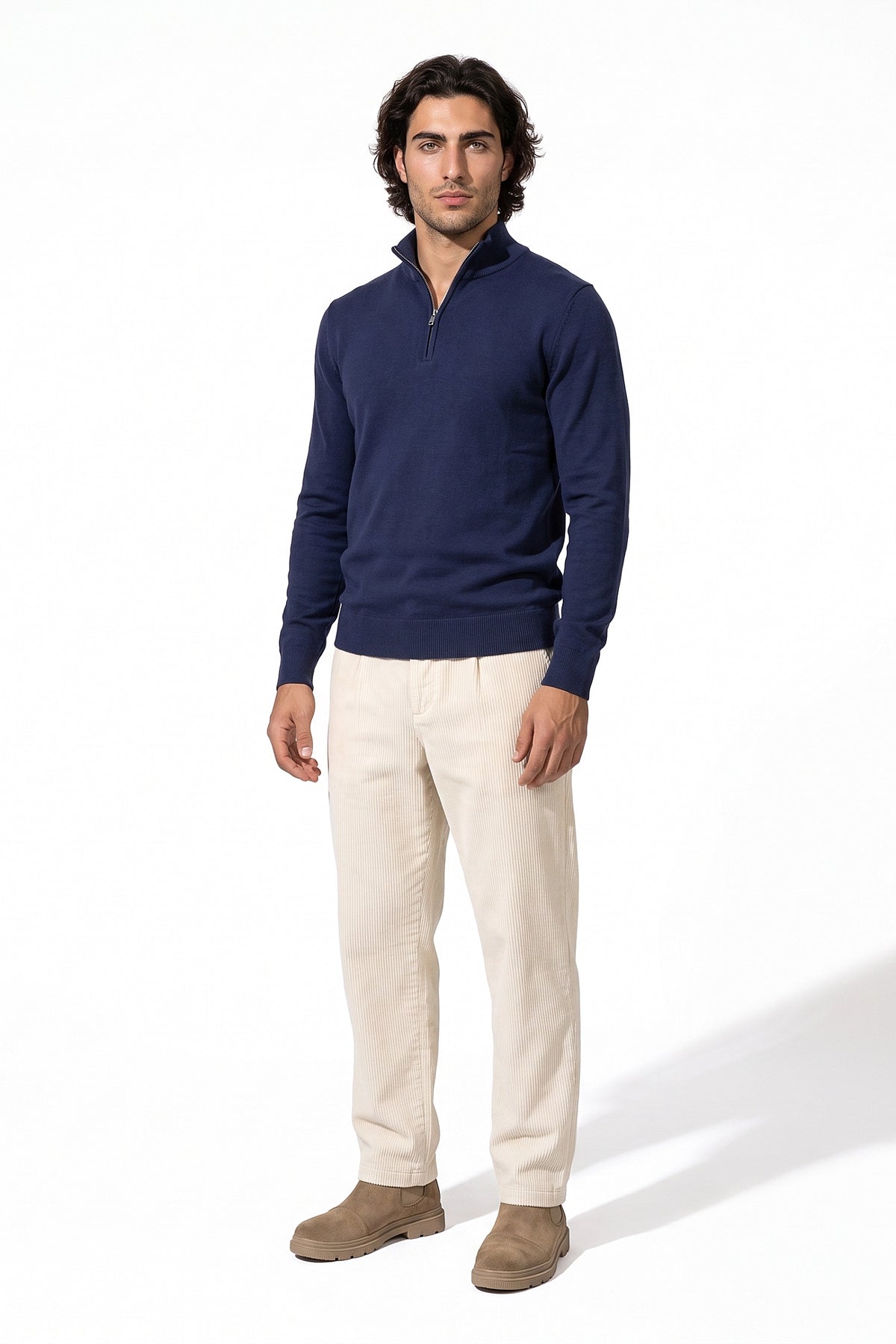 Men's Winter Comfortable Fine Knit Quarter Zip Jumper