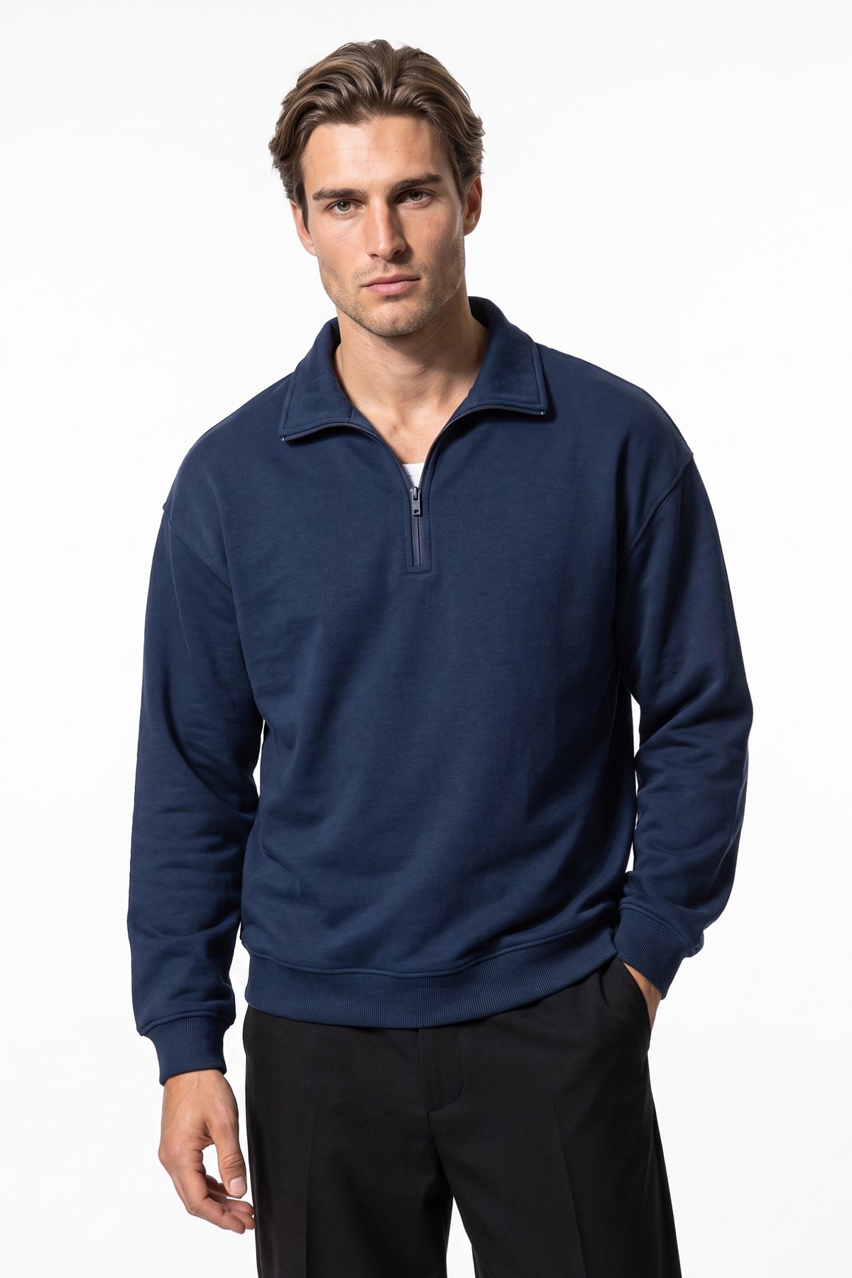 Men's Winter Comfortable Quarter Zip Jumper Relaxed Fit