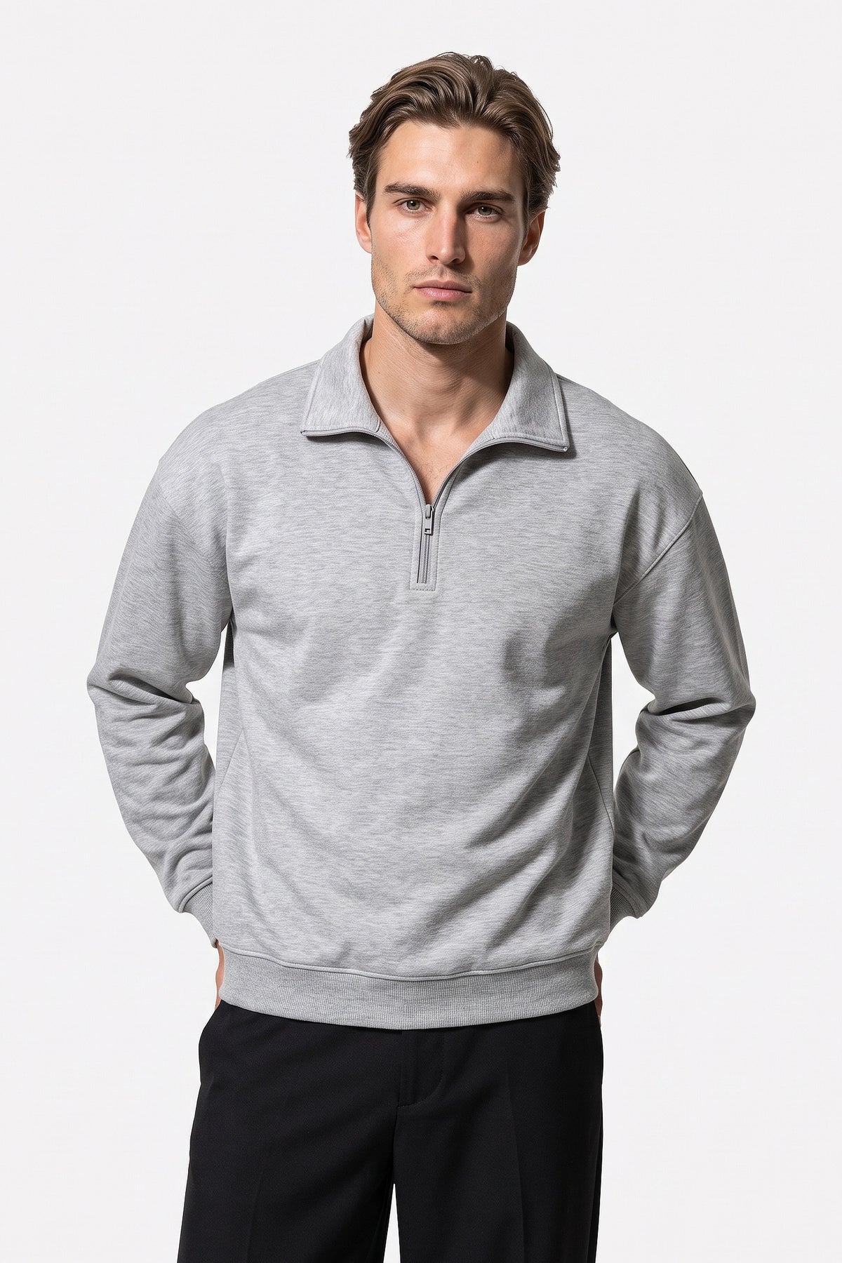 Men's Winter Comfortable Quarter Zip Jumper Relaxed Fit