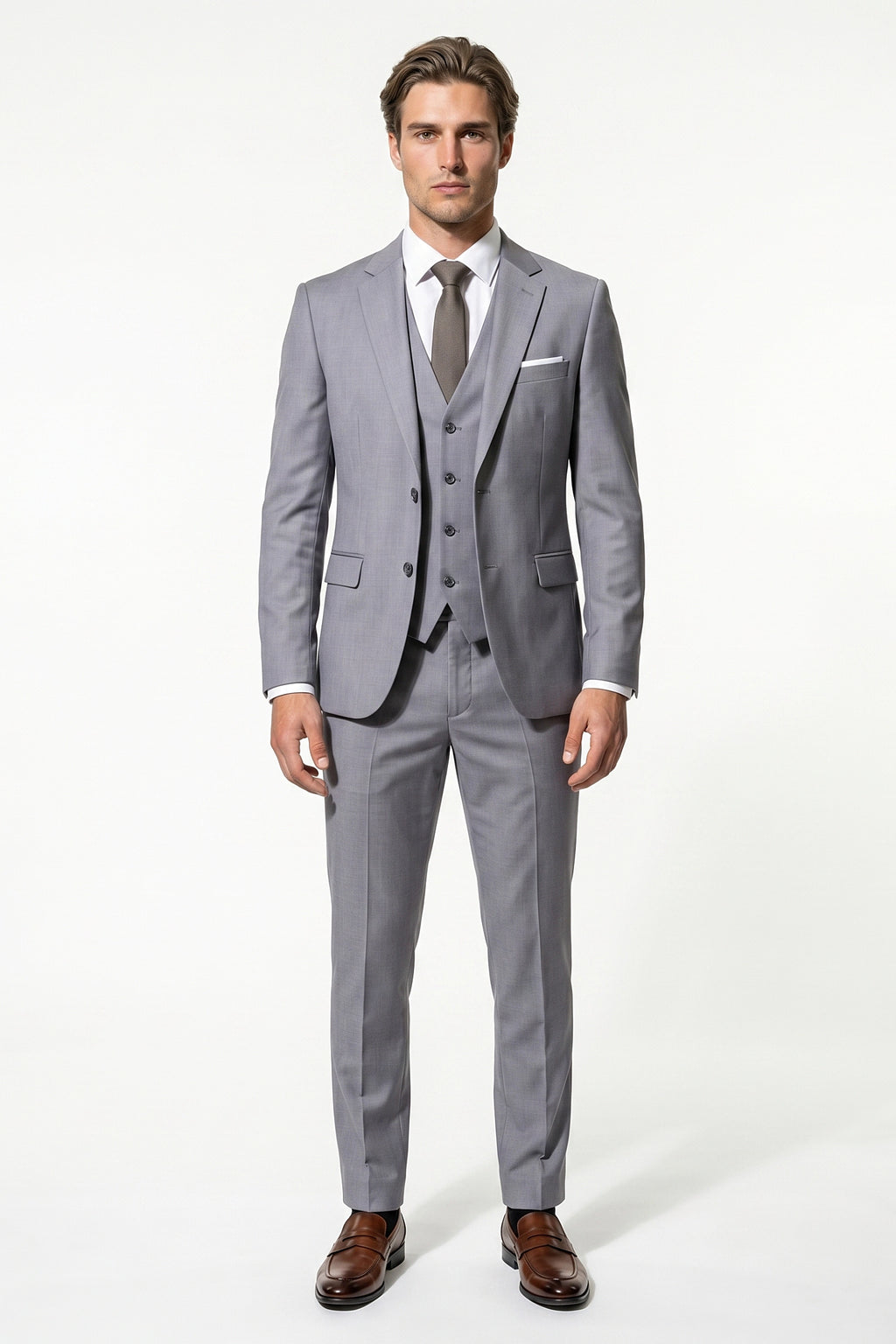 Men's Slim Fit Three Piece Suit with Single-Breasted Waistcoat