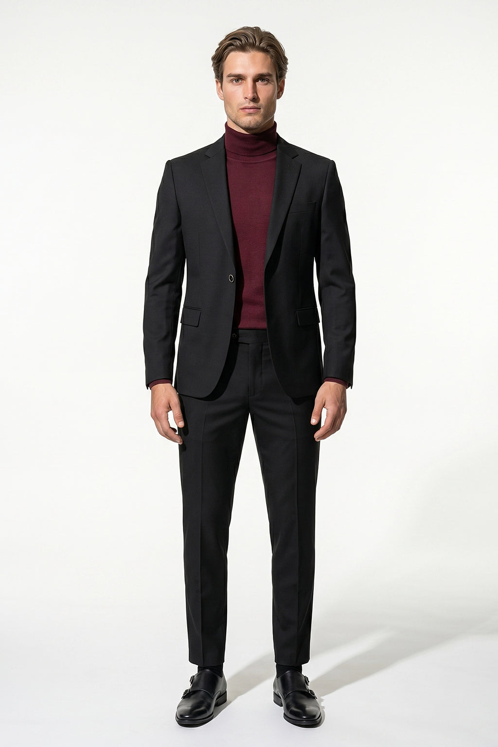 Men's Slim Fit Single Breasted Two Piece Suit