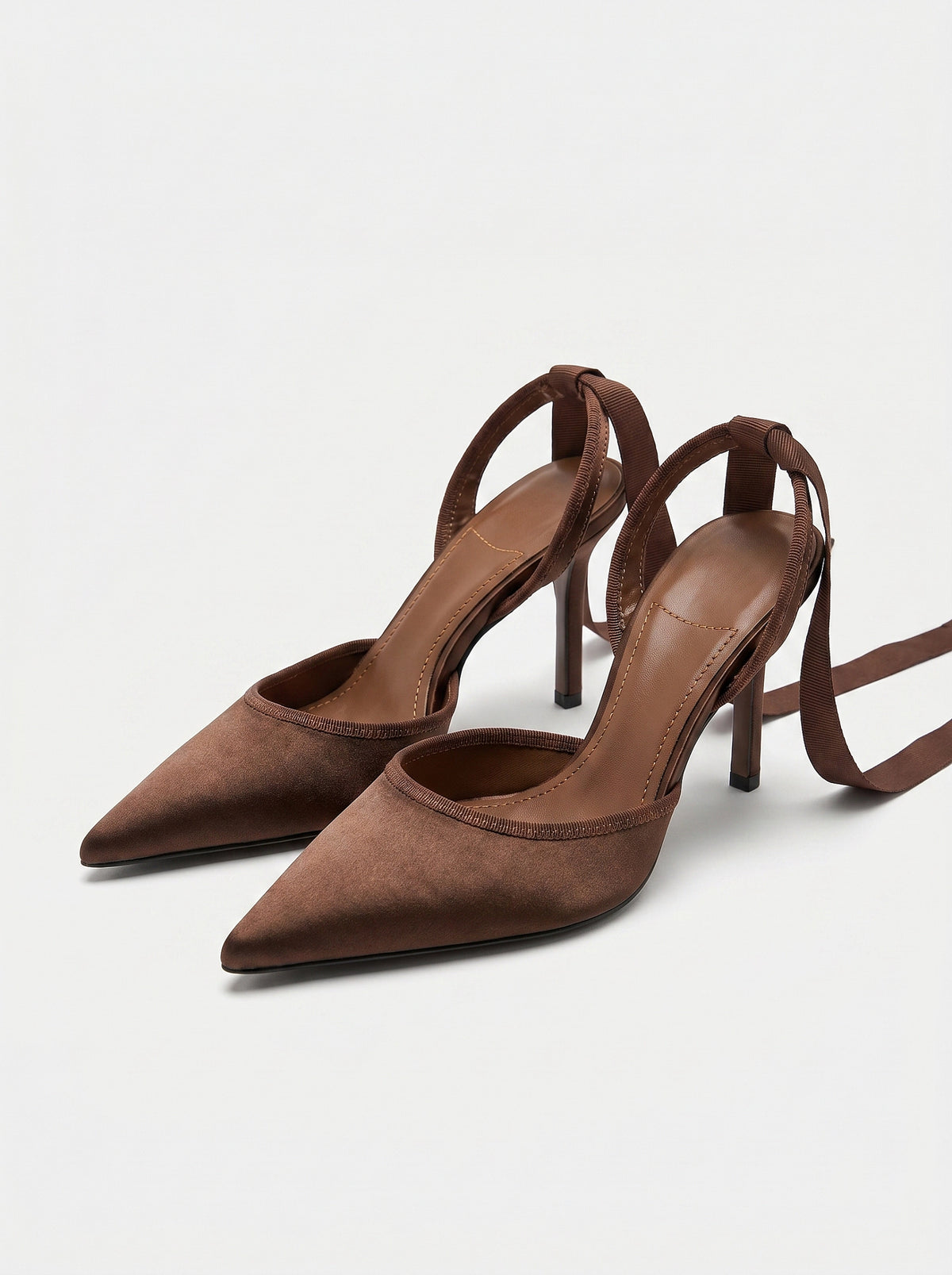 Pointed Toe Tie Up Stiletto Heels For Formal Evening Court Women Shoes