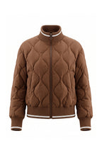 Women’s Winter Warm Quilted Bomber Jacket with Ribbed Stand Collar