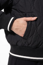 Women’s Winter Warm Quilted Bomber Jacket with Ribbed Stand Collar