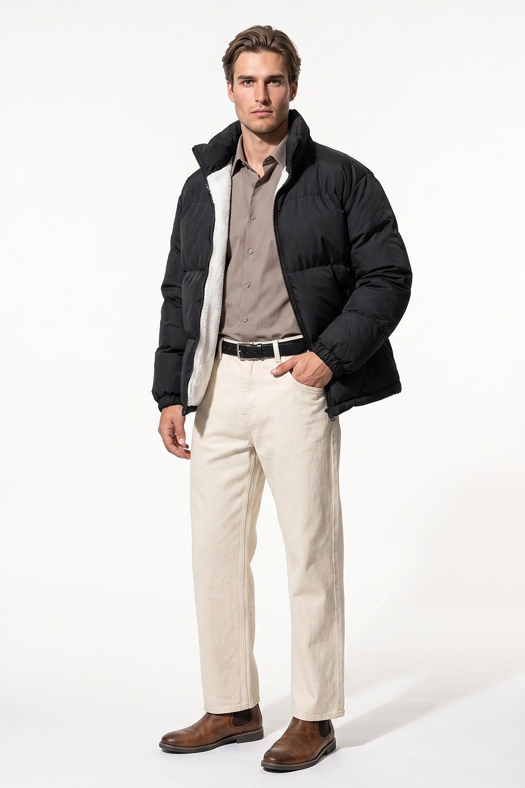 Men's Warm Fleece Lined Puffer Jacket