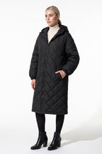 Women's Winter Warm Long Diamond Quilted Hooded Puffer Coat