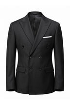 Men's Tailored Fit Double Breasted Two Piece Suit Set - Peak Lapel Blazer and Trousers