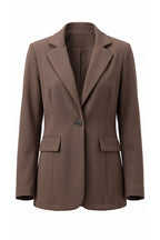 Women's Winter Versatile Brown Blazer with Casual Longline Notch Lapel