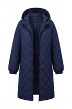 Women's Winter Warm Long Diamond Quilted Hooded Puffer Coat