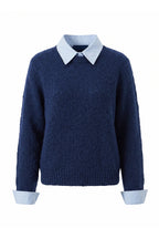 Women's Winter Warm Crew Neck Jumper with Layered Collar