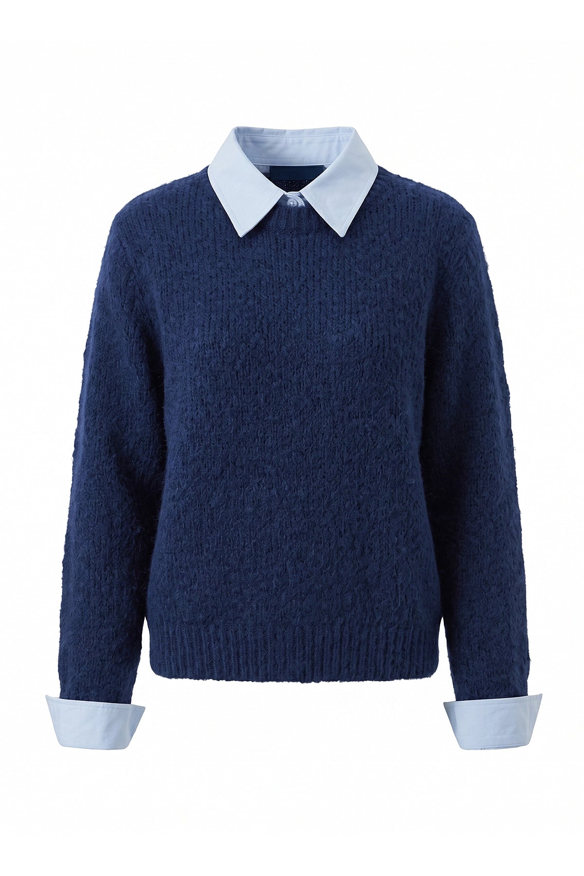 Women's Winter Warm Crew Neck Jumper with Layered Collar