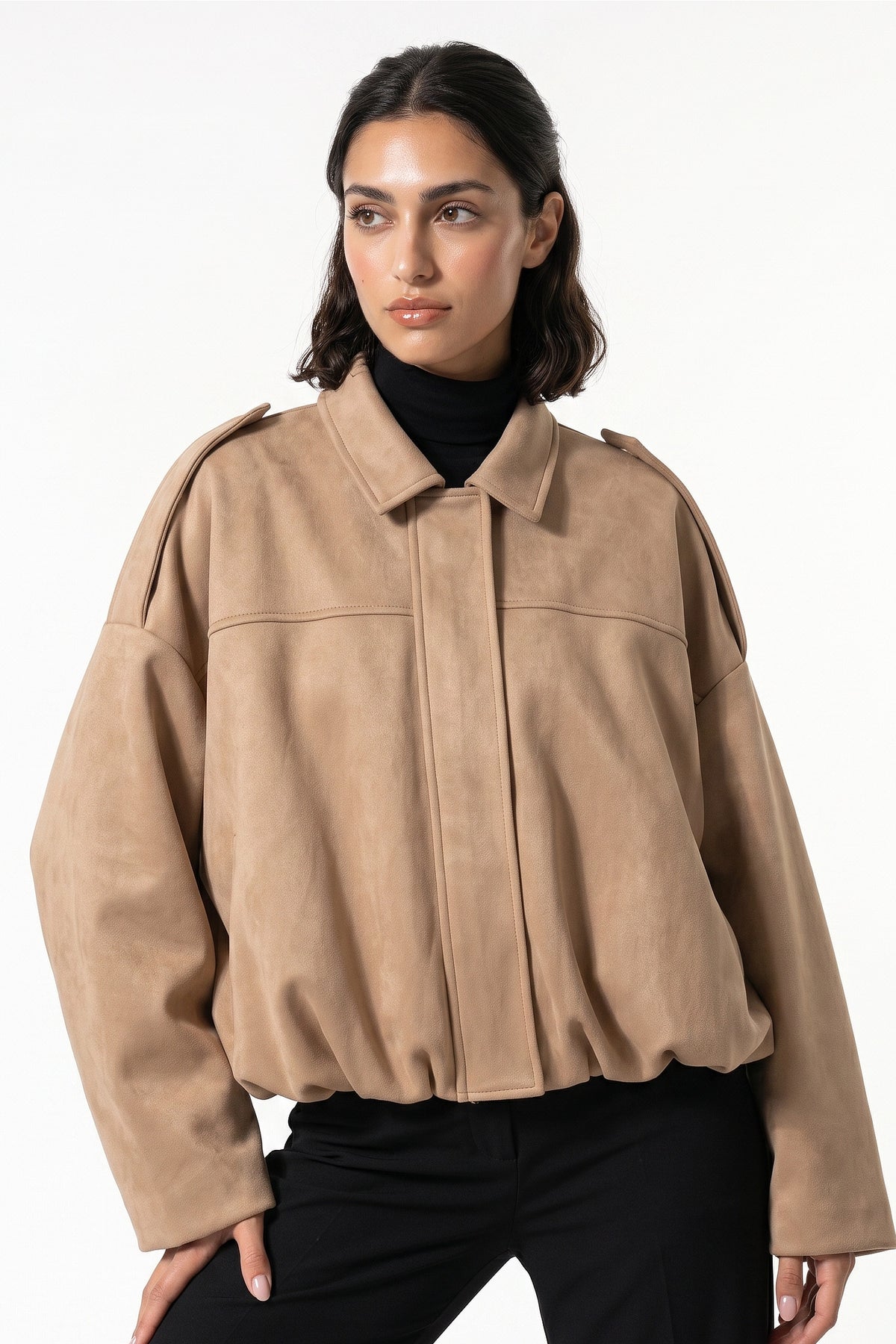 Women’s Winter Cropped Bomber Jacket with Oversized Fit