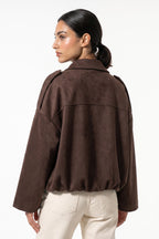 Women’s Winter Cropped Bomber Jacket with Oversized Fit