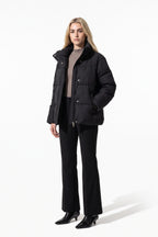 Women’s Winter Warm Black Puffer Jacket with Relaxed Fit