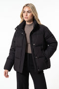 Women’s Winter Warm Black Puffer Jacket with Relaxed Fit