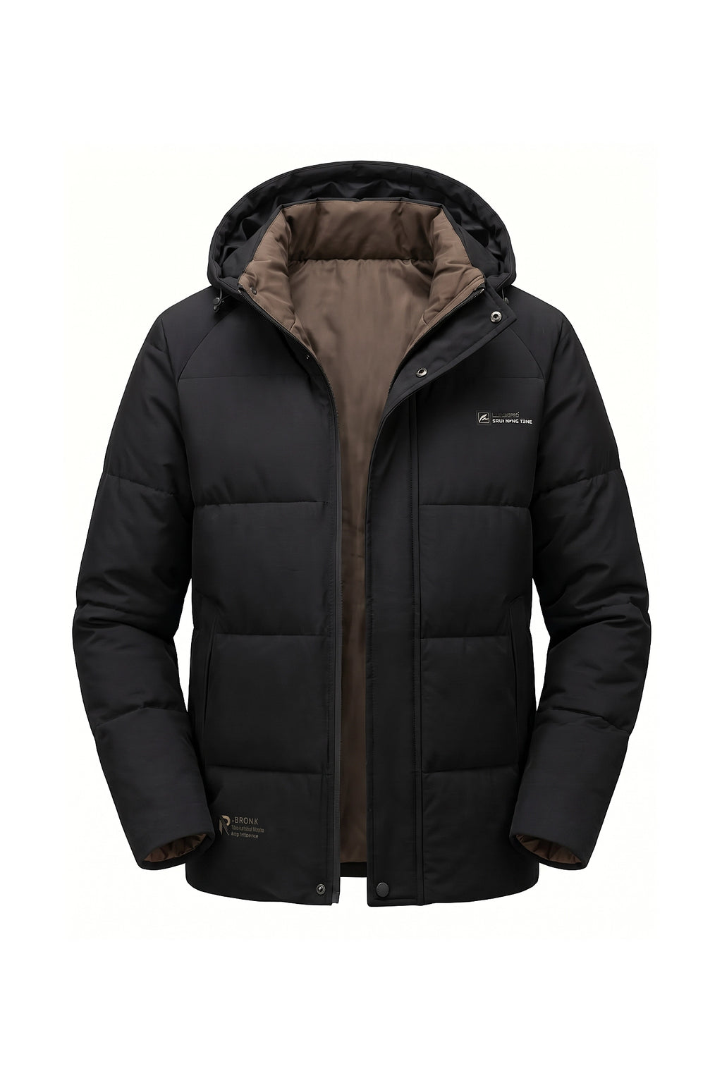 Men’s Winter Warm Hooded Puffer Jacket with High Collar