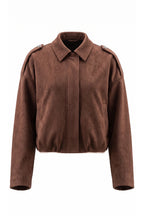 Women's Oversized Suede Bomber Jacket