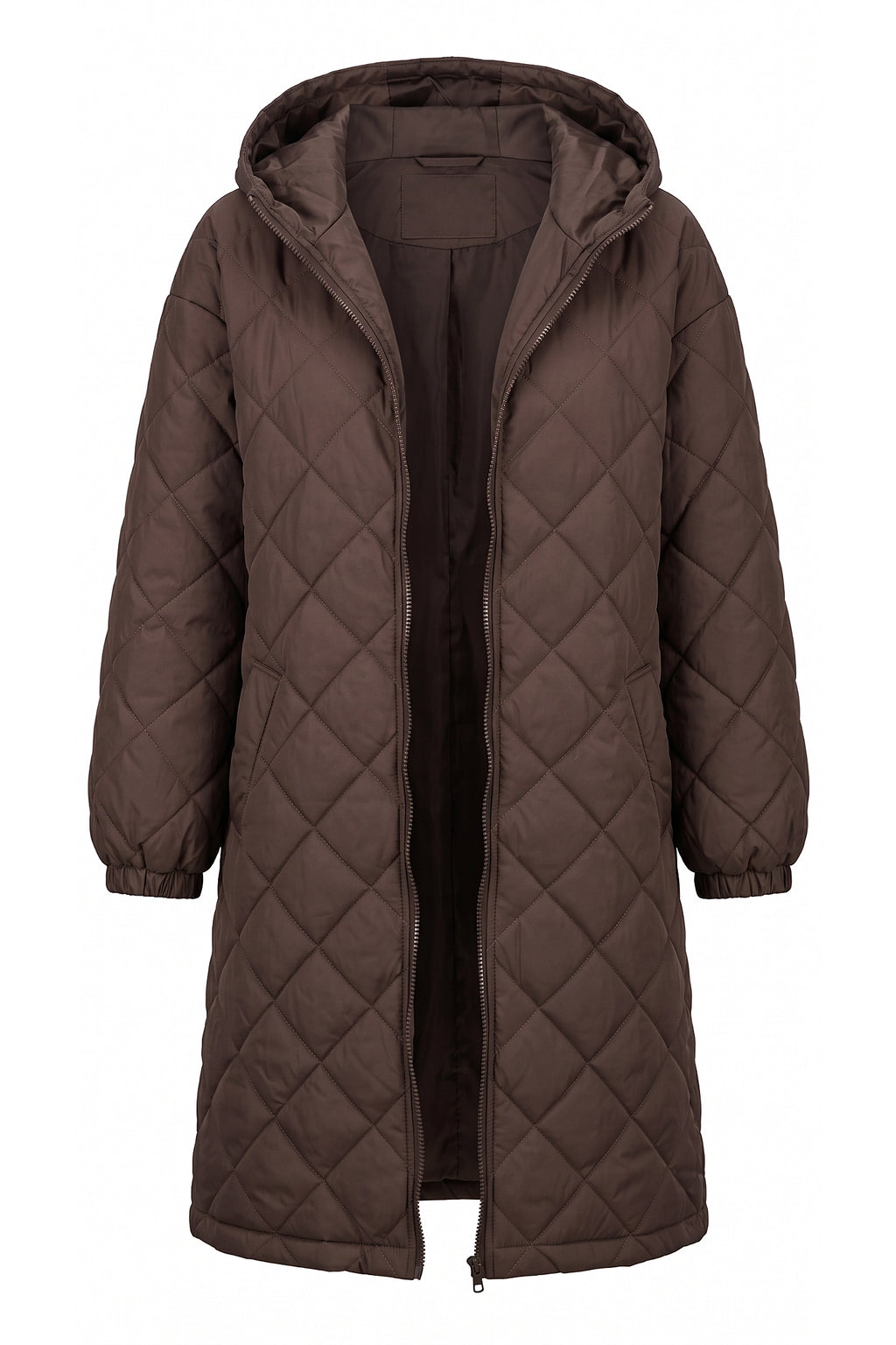 Women's Winter Warm Long Diamond Quilted Hooded Puffer Coat