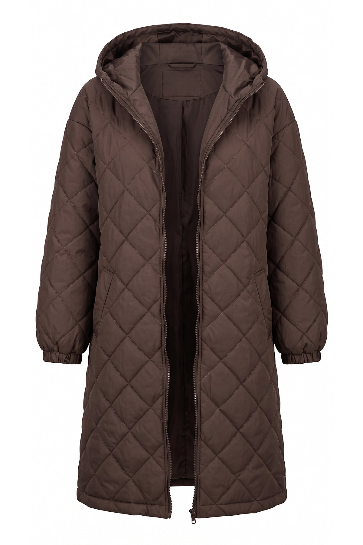 Women's Winter Warm Long Diamond Quilted Hooded Puffer Coat