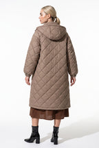Women's Winter Warm Long Diamond Quilted Hooded Puffer Coat