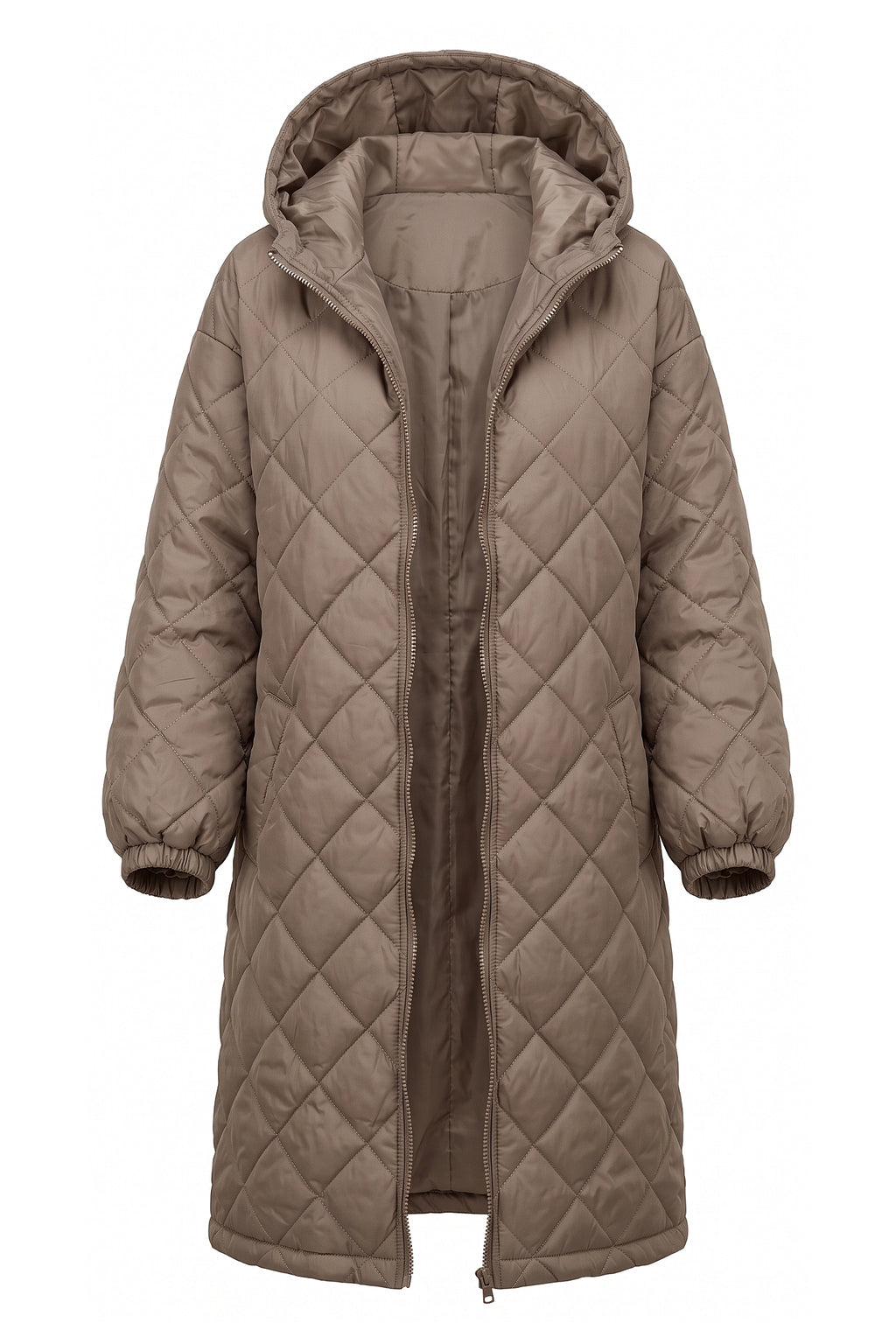 Women's Winter Warm Long Diamond Quilted Hooded Puffer Coat