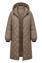 Women's Winter Warm Long Diamond Quilted Hooded Puffer Coat