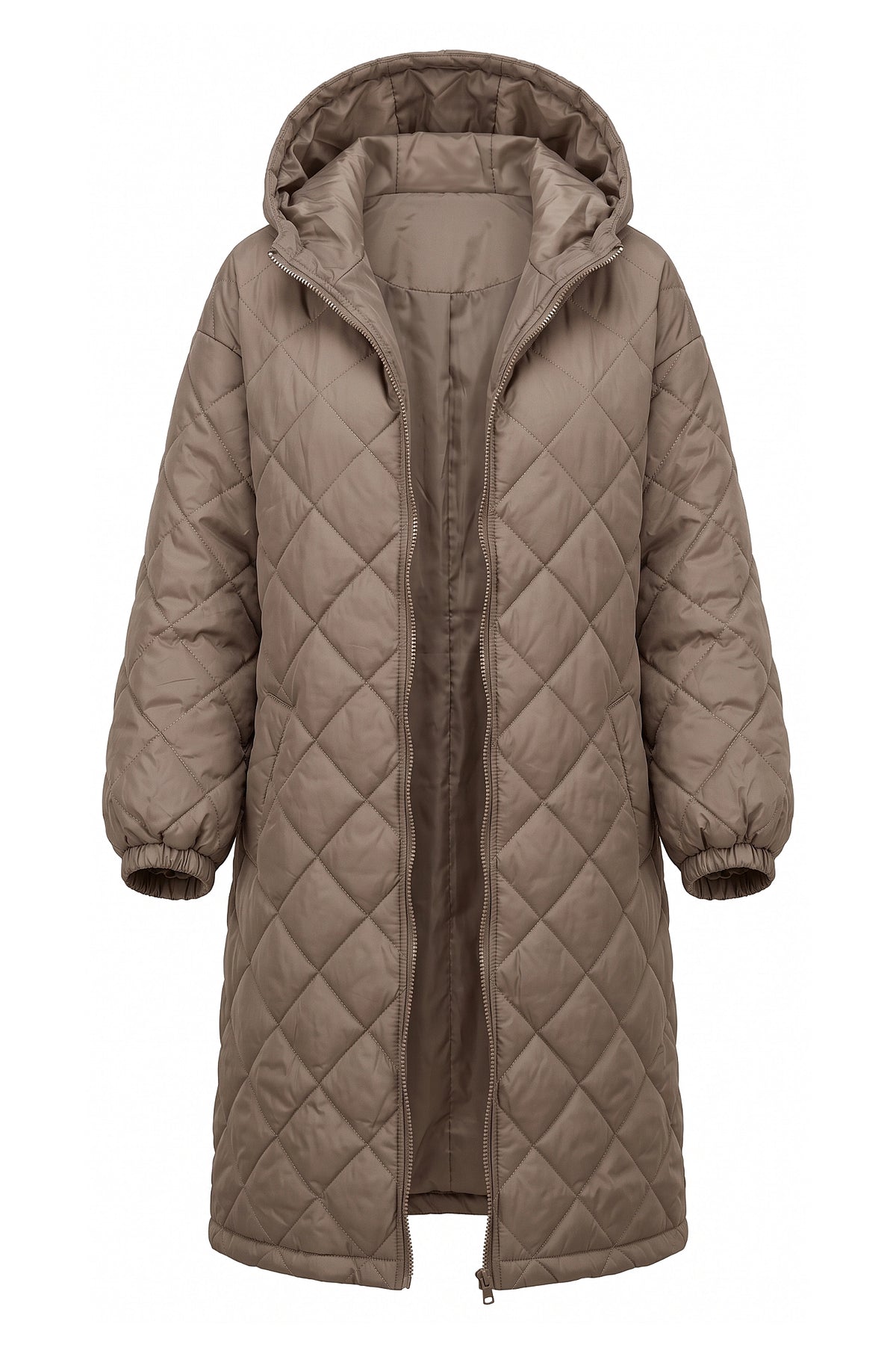 Women's Winter Warm Long Diamond Quilted Hooded Puffer Coat