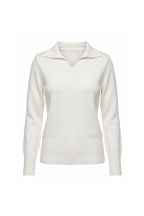 Women's Winter Knitted V Neck Polo Jumper with Long Sleeves