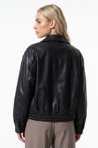 Women’s Winter Cropped Leather Jacket with Relaxed Fit