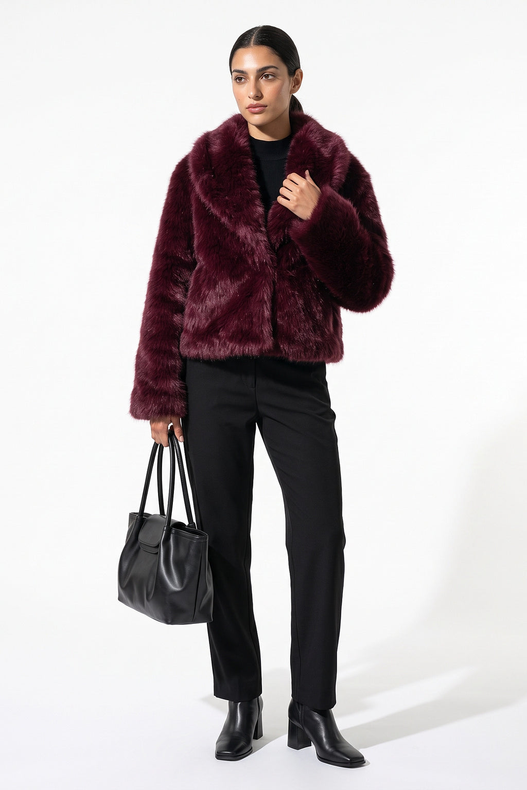 Women's Winter Cosy Cropped Faux Fur Jacket
