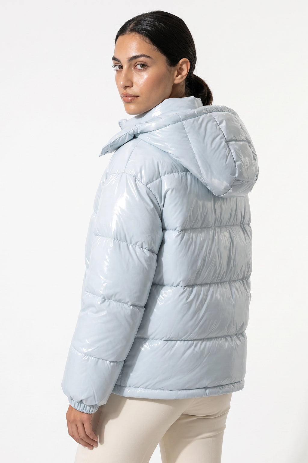 Women's Winter Warm Glossy Puffer Jacket with Hood