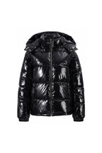 Women's Winter Warm Glossy Puffer Jacket with Hood