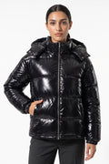 Women's Winter Warm Glossy Puffer Jacket with Hood
