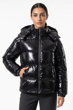 Women's Winter Warm Glossy Puffer Jacket with Hood