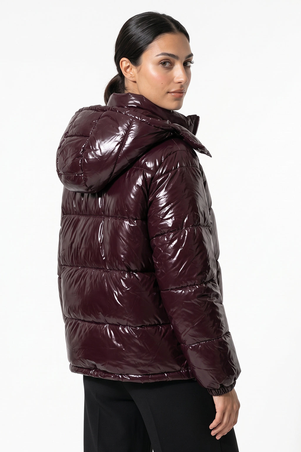 Women's Winter Warm Glossy Puffer Jacket with Hood
