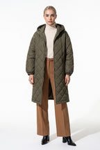 Women's Winter Warm Long Diamond Quilted Hooded Puffer Coat