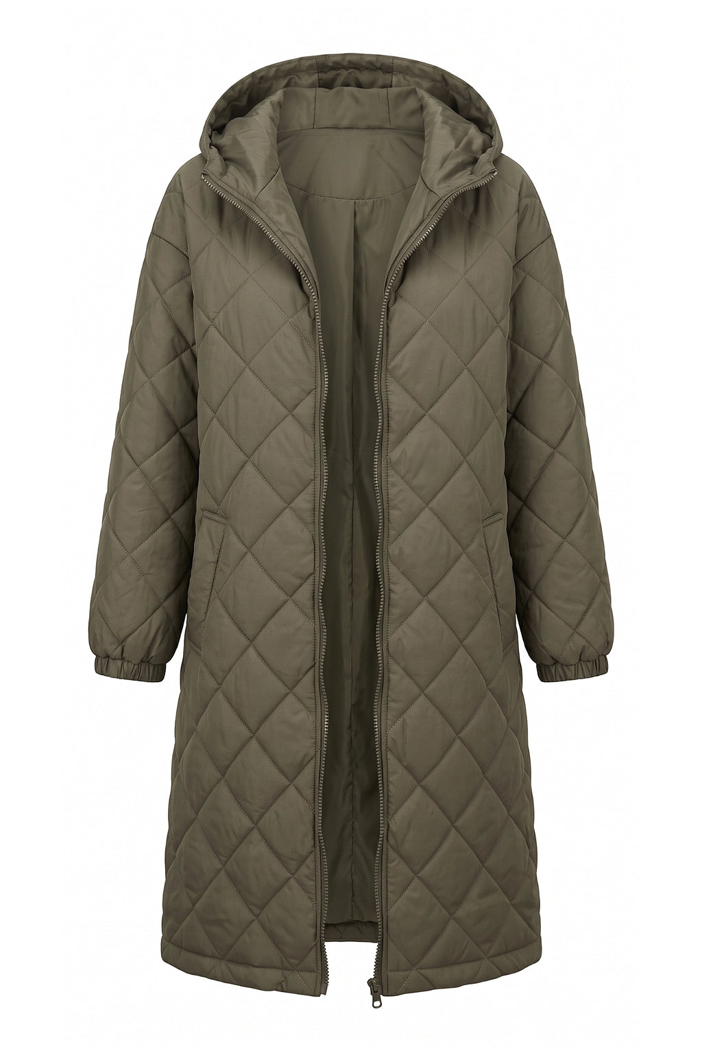 Women's Winter Warm Long Diamond Quilted Hooded Puffer Coat