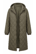 Women's Winter Warm Long Diamond Quilted Hooded Puffer Coat