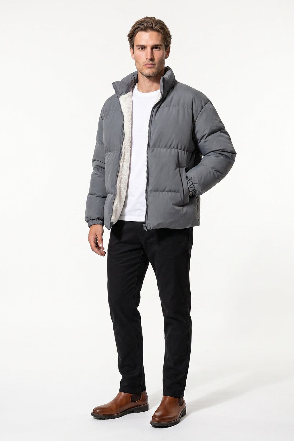 Men's Warm Fleece Lined Puffer Jacket