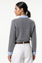 Women's Winter Warm Crew Neck Jumper with Layered Collar