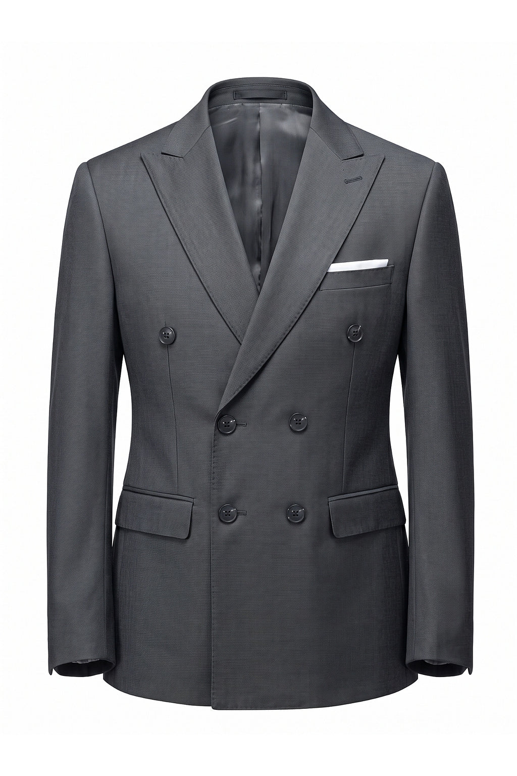 Men's Tailored Fit Double Breasted Two Piece Suit Set - Peak Lapel Blazer and Trousers